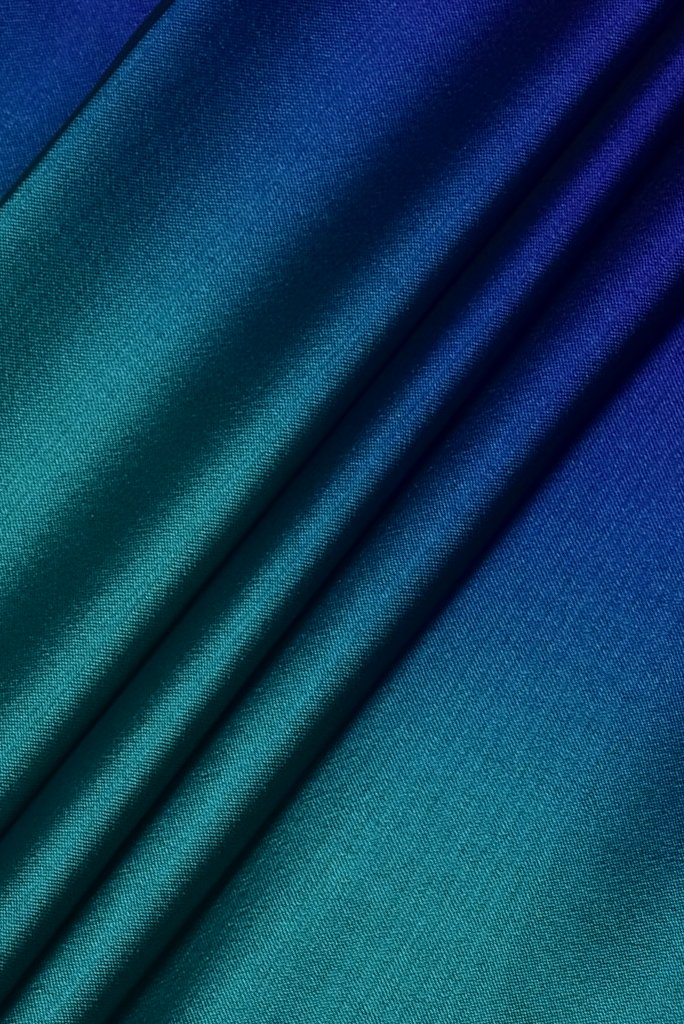 Sea Green & Blue Rangoli Print Georgette Fabric