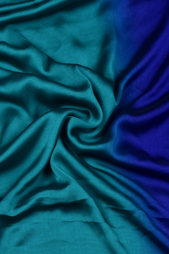 (Cut Piece 0.40 Mtr) Sea Green & Blue Rangoli Print Georgette Fabric