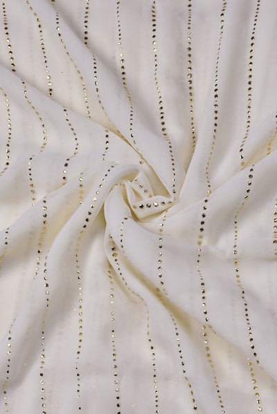 White Mukaish Print Georgette Fabric
