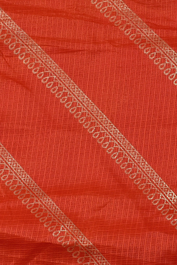 Red Foil Work Print Kota Doria Fabric
