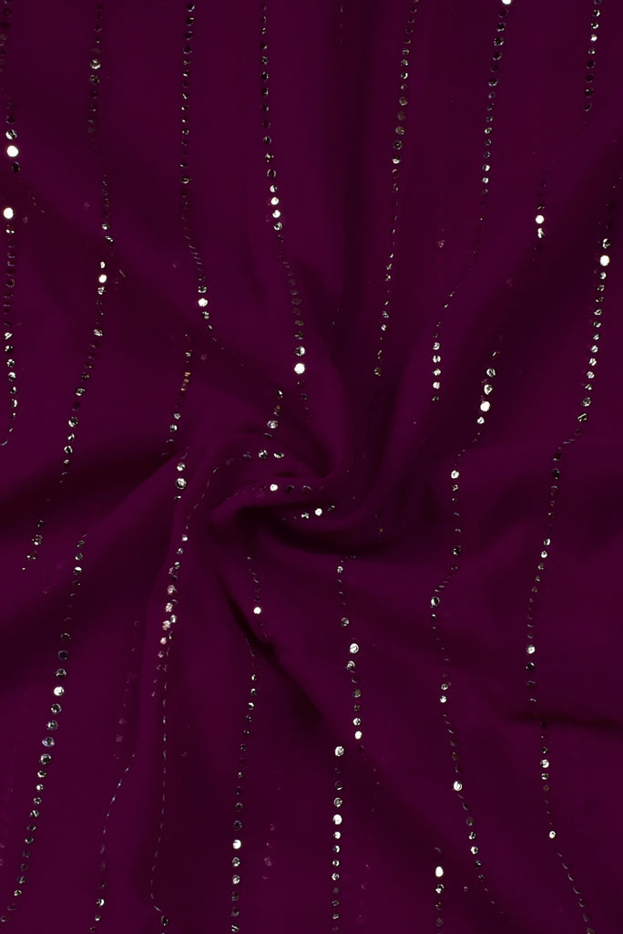 (Cut Piece 0.50 Mtr) Purple Mukaish Print Georgette Fabric
