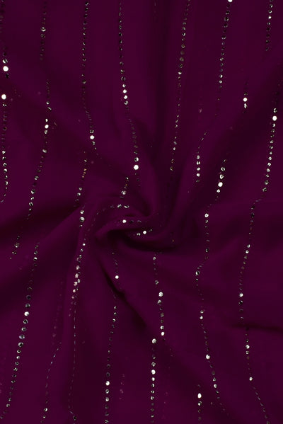 (Cut Piece 0.50 Mtr) Purple Mukaish Print Georgette Fabric