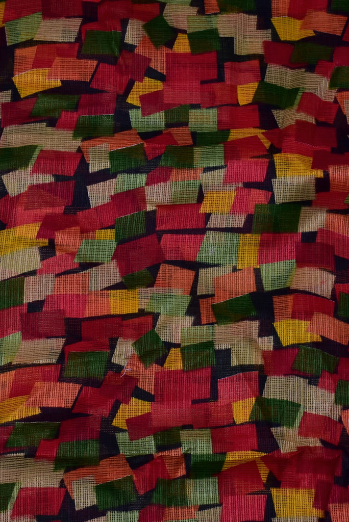 Multicolor Shape Print Kota Doria Fabric
