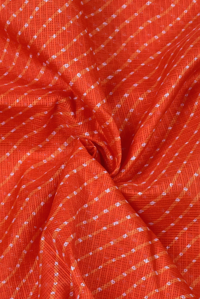 Orange Check Print Kota Doria Fabric