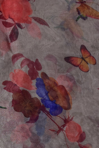 Mehendi Colour Digital Soft Organza Silk Fabric