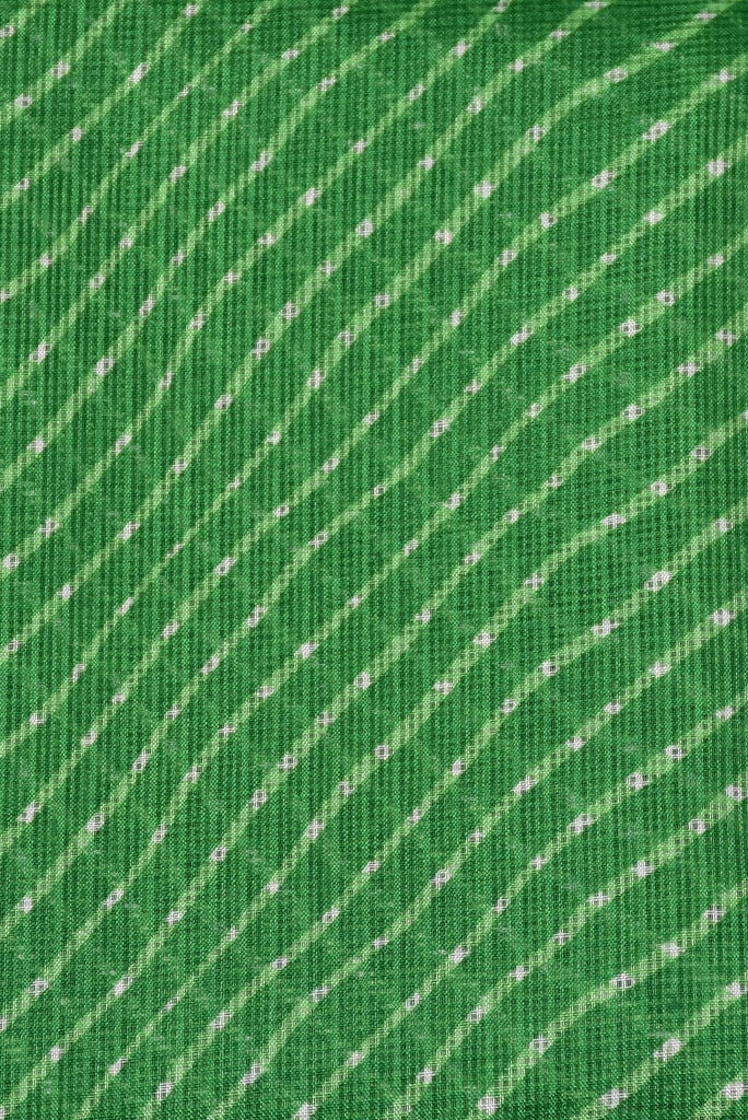 Green Checks Print Kota Doria Fabric