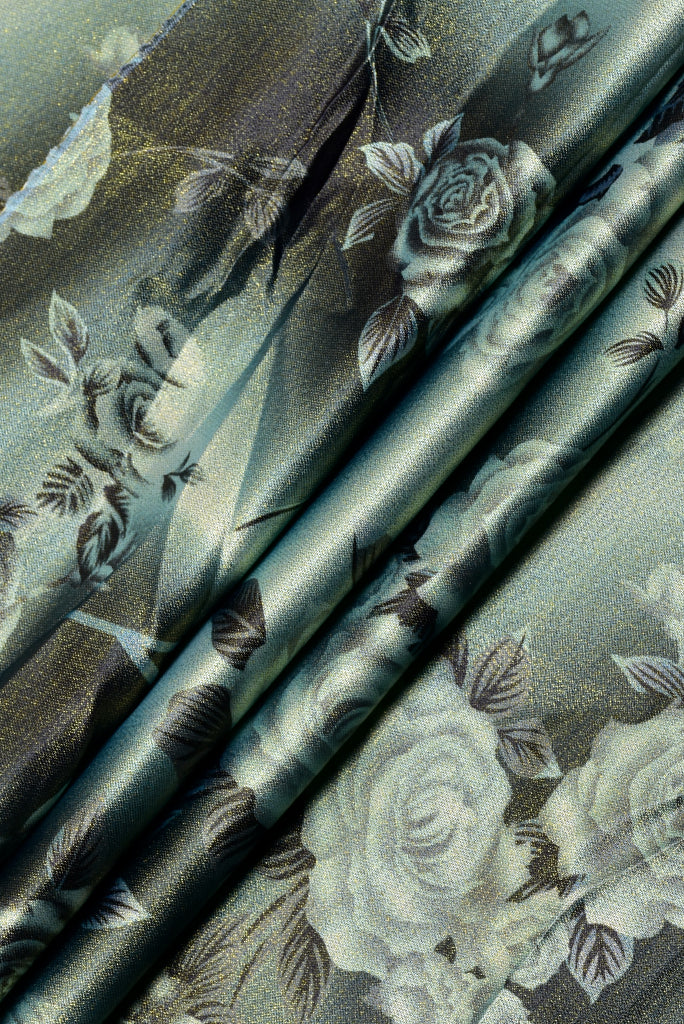 Gray  Flower Print Digital Crepe Fabric