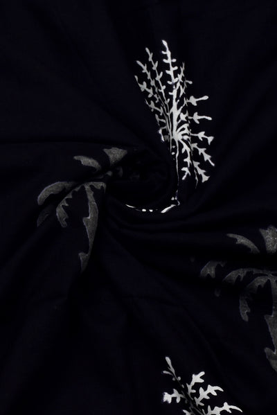 Black Tree  Print Cotton Fabric