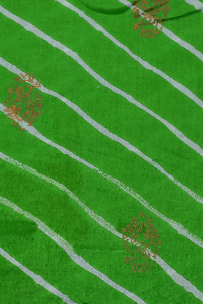 Green Leherya Strips Print Cotton Fabric