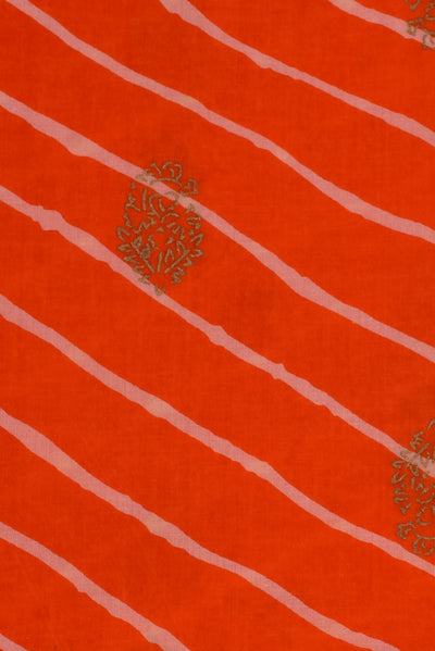 Orange Strips Print Cotton Fabric