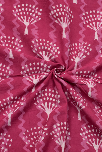 Pink Tree Print Cotton Fabric
