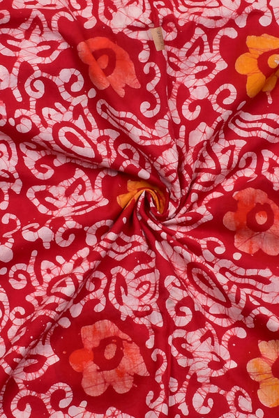 Red  Flower Print Cotton Fabric