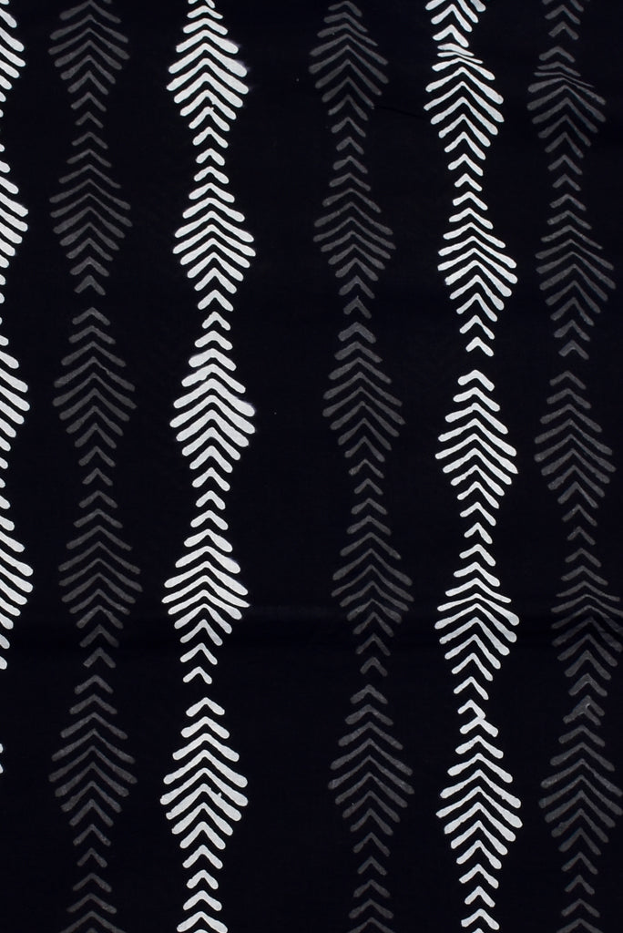 Black leaf  Print Cotton Fabric