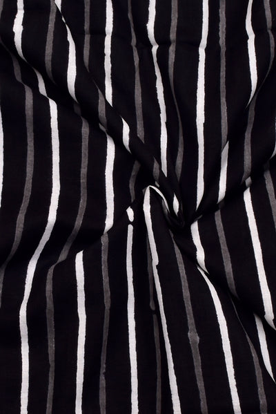 Black & White Strips  Print Cotton Fabric