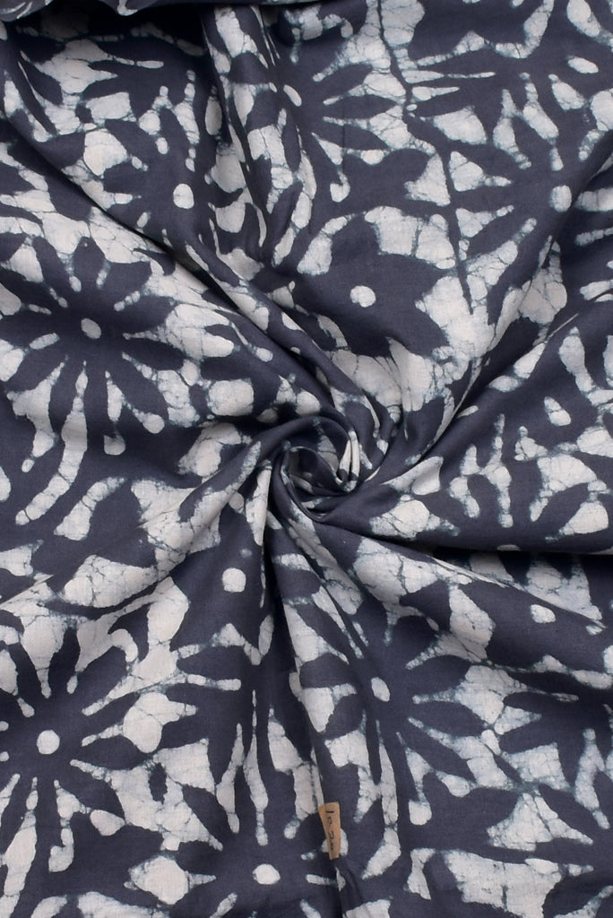 Grey  Flower Print Cotton Fabric