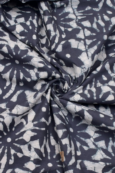 Grey  Flower Print Cotton Fabric
