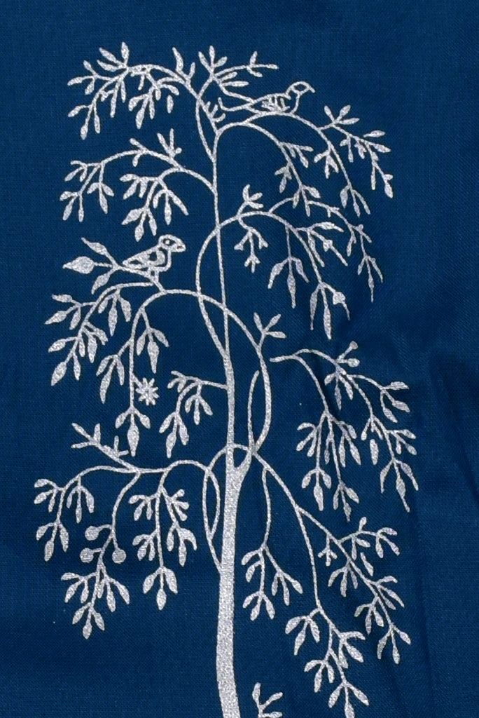 Blue Tree Print Rayon Fabric