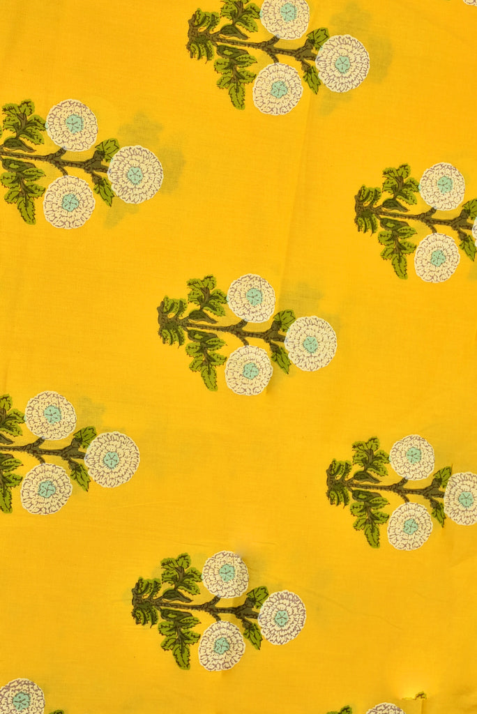 Mustered Flower Print Cotton Fabric