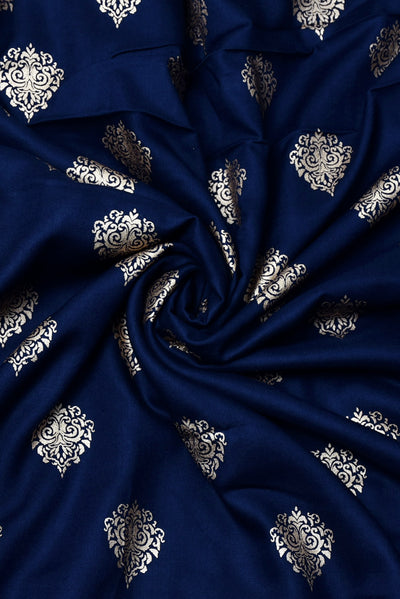 Navy Blue Butta Print Rayon Fabric