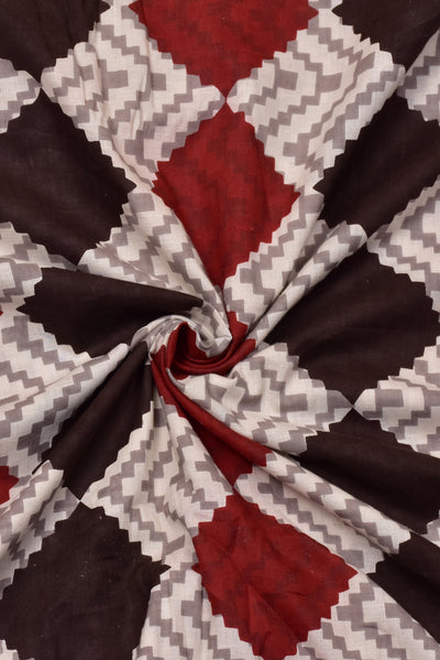 Red & Black Checks Print Cotton Fabric