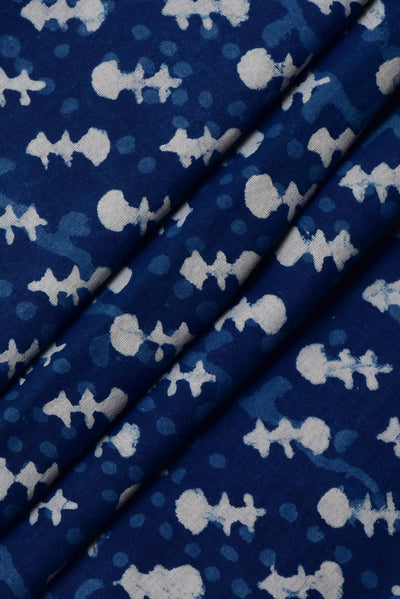Blue Dot Print Indigo Cotton Fabric