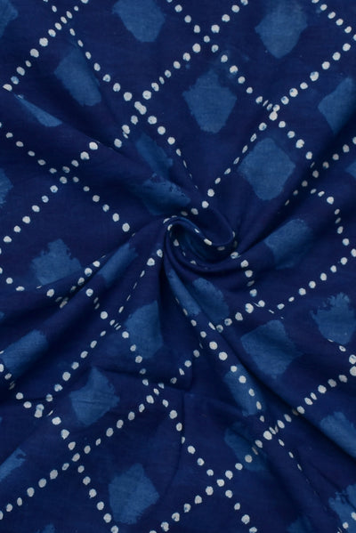 Blue Dot Print Indigo Cotton Fabric