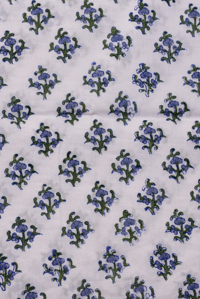 White Flower Print Cotton Fabric