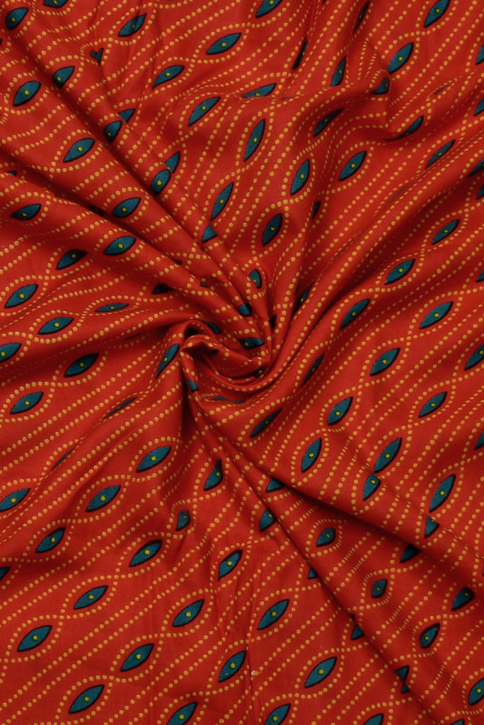 Orangish Red Dot Print Cotton Fabric