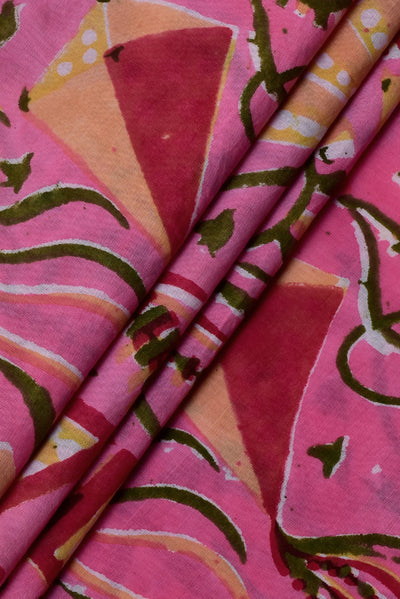 Pink Object Print Cotton Fabric