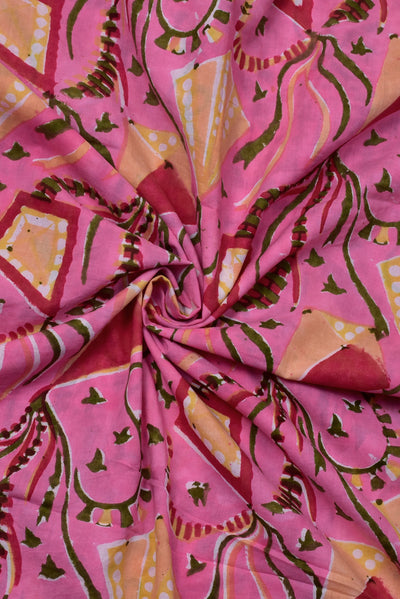 Pink Object Print Cotton Fabric