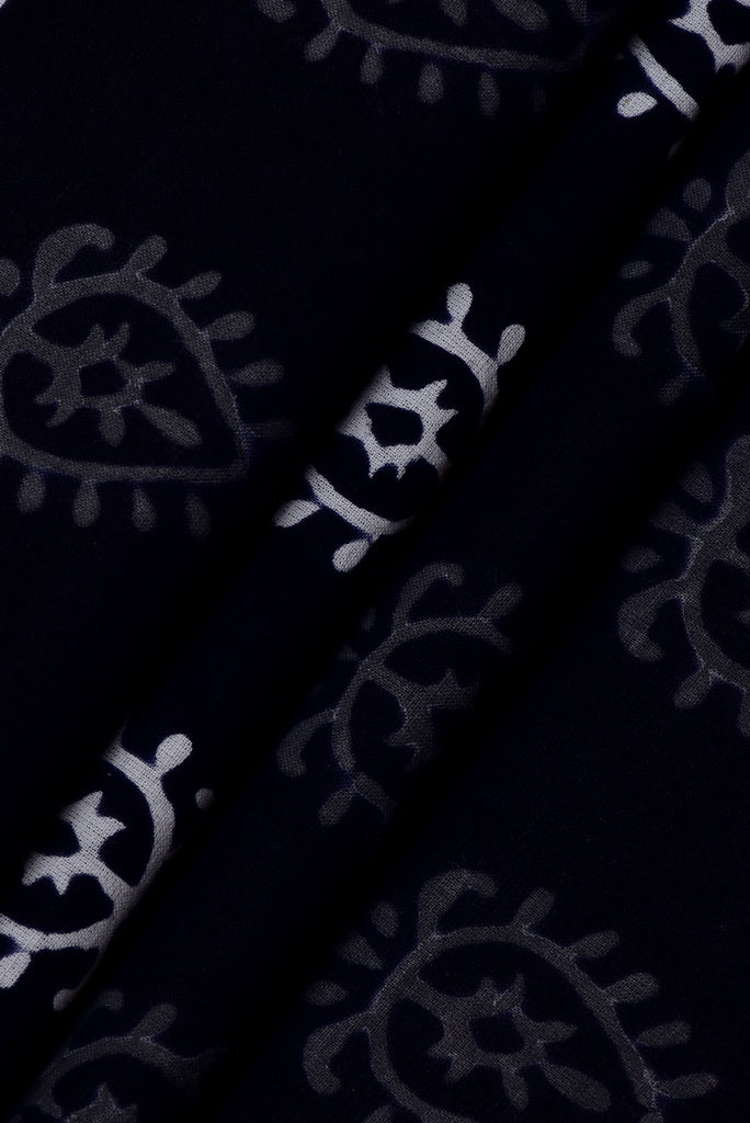 Black Buta Print Cotton Fabric