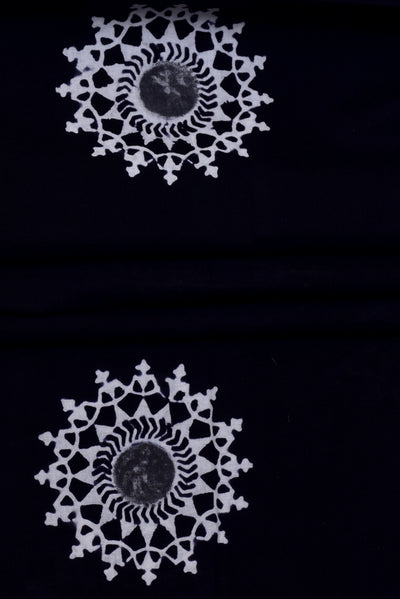 Black Chakra Print Cotton Fabric