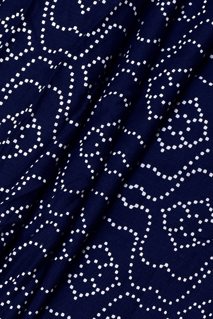 Blue Dots Print  Rayon Fabric