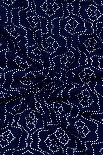 Blue Dots Print  Rayon Fabric
