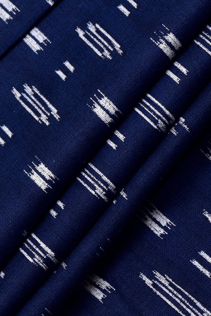Blue Abstract Print Indigo Cotton Fabric