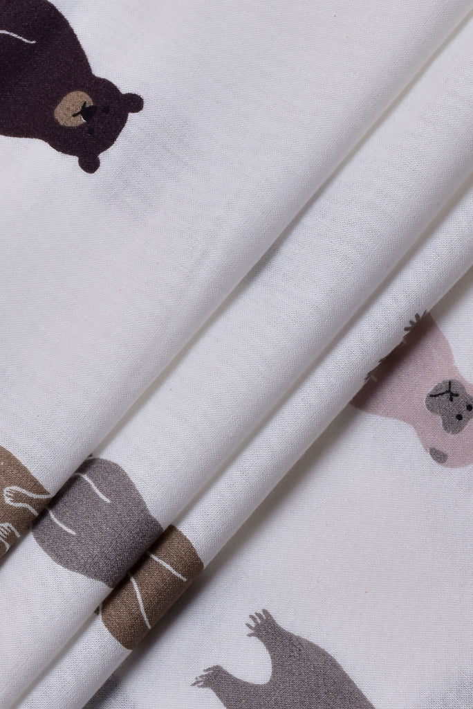 White Animal Print Rayon Fabric
