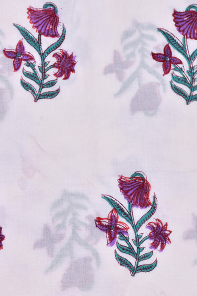 White Flower Print Cotton Fabric
