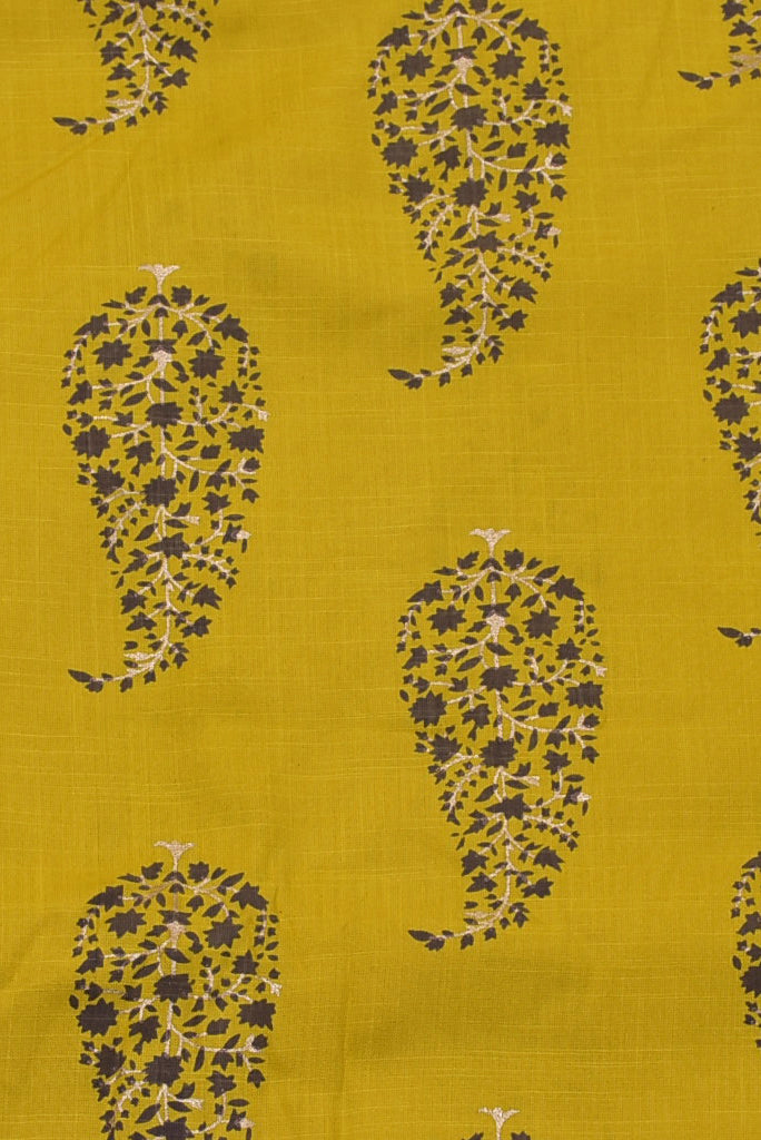 Yellow Butta Print Rayon Fabric
