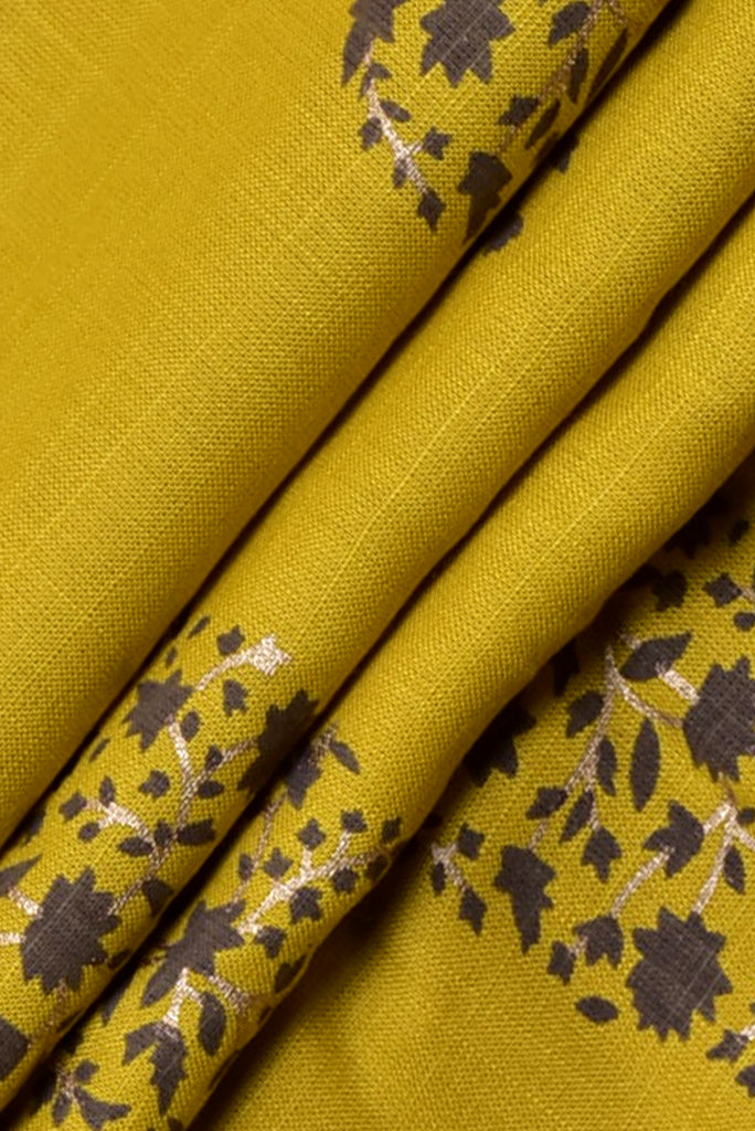 Yellow Butta Print Rayon Fabric