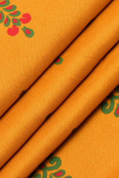 Lightning Yellow Buta Print Rayon Fabric