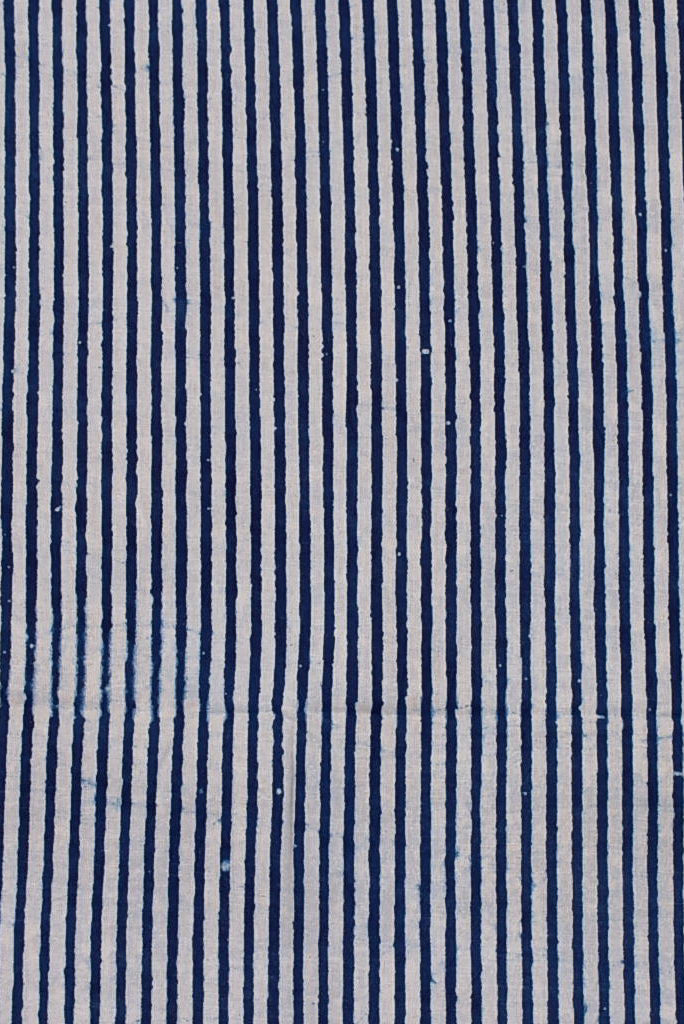 Blue Stripes Print Cotton Fabric
