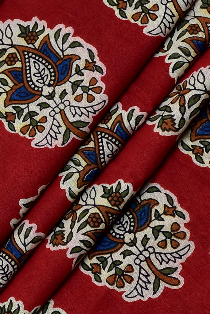 Dark Red Butta Print Rayon Fabric