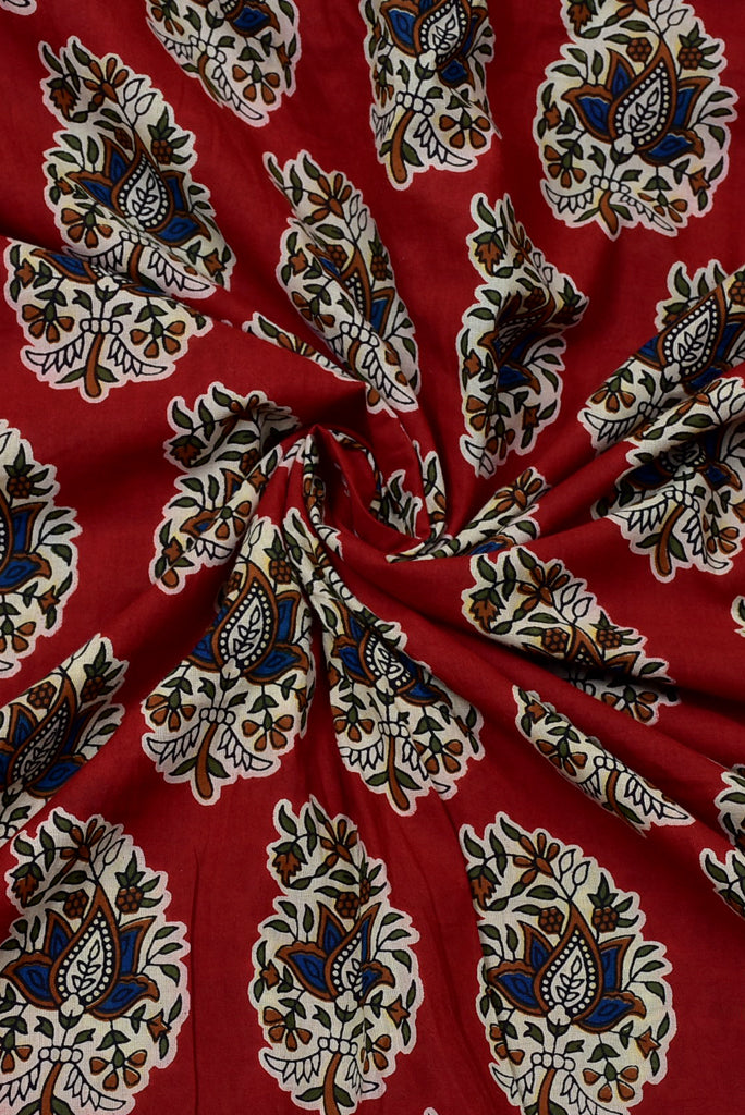 Dark Red Butta Print Rayon Fabric