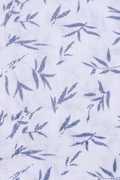 Ghost White Leaf Print Rayon Fabric