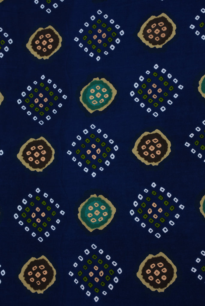 Sapphire Blue Bandhej Cotton  Fabric