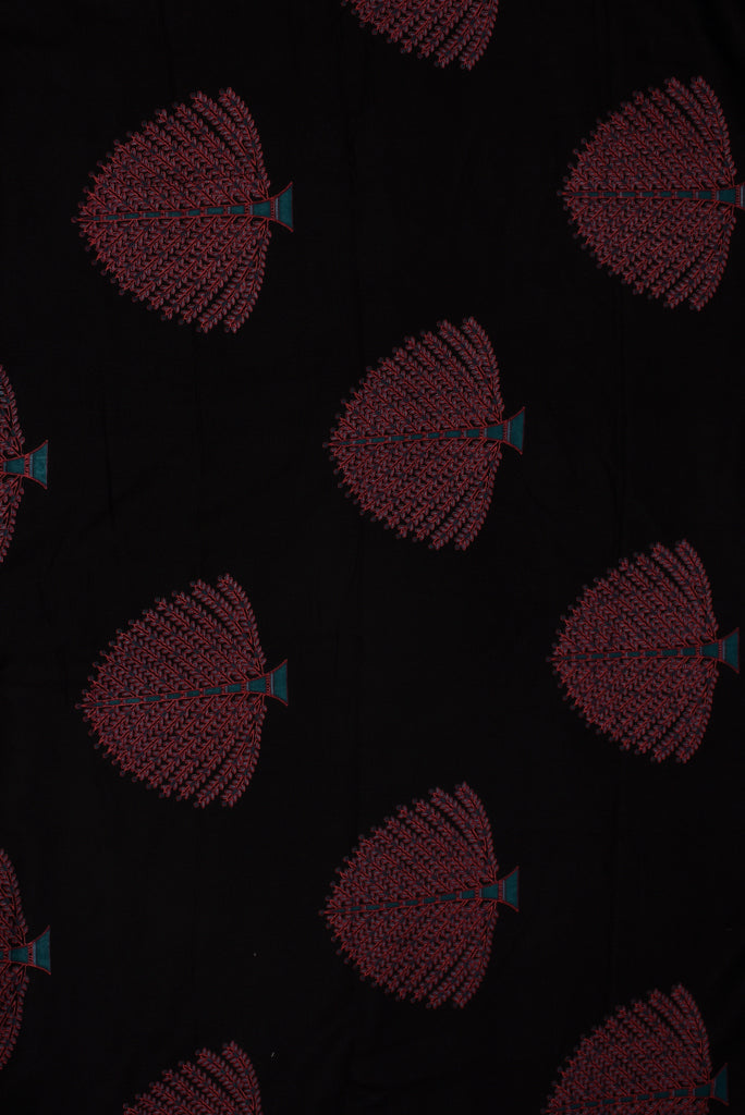 Black Tree Cotton Screen Print Fabric