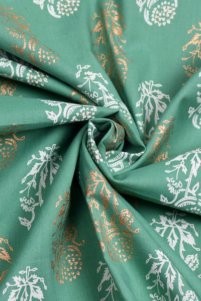 Sea Green Cotton Screen Print Fabric