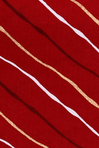 Red  Leheriya Cotton Fabric