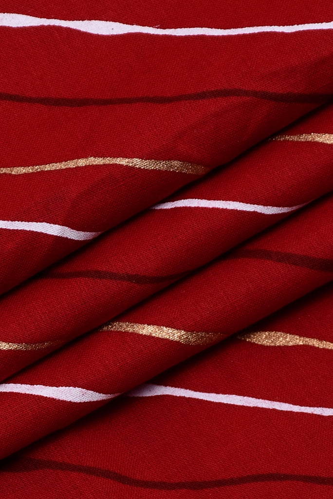 Red  Leheriya Cotton Fabric