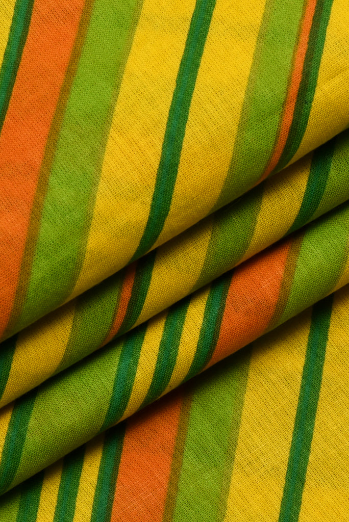 Yellow Green Leheriya Cotton Fabric